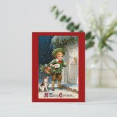 "家に誰でもか"。 ヴィンテージのクリスマス シーズンポストカード (スタンド正面)