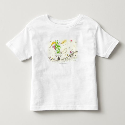家に遊楽譜のある女の子 トドラーTシャツ (正面)