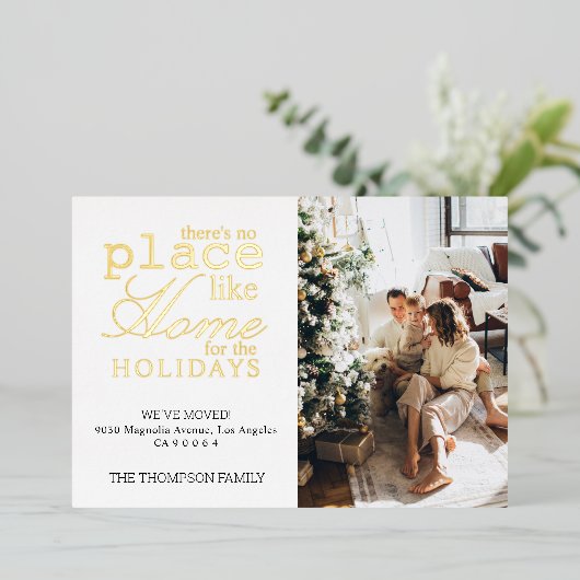 家のような場所がない金ゴールド写真の移動 箔シーズンカード (立ち正面)