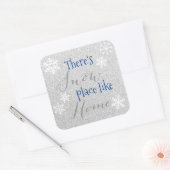 家のような雪の場所がある!スノーフレークホリデー スクエアシール (封筒)