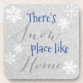 家のような雪の場所がある！冬の雪片 コースター (正面)