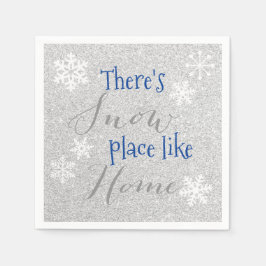 家のような雪の場所がある！冬の雪片 スタンダードカクテルナプキン
