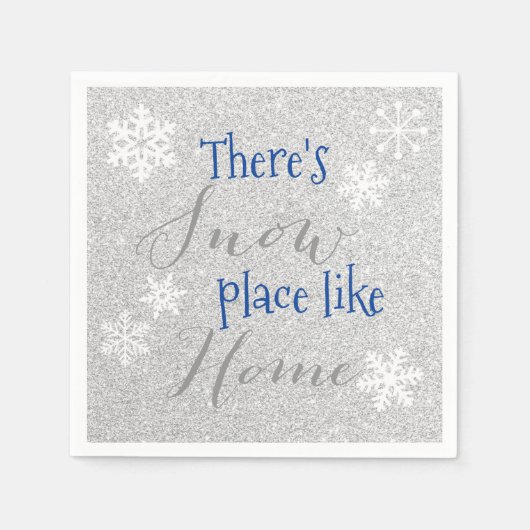 家のような雪の場所がある!冬の雪片 スタンダードカクテルナプキン (正面)