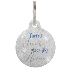 家のような雪の場所がある！冬の雪片 ペット　ネームタグ