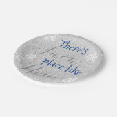 家のような雪の場所がある!冬の雪片 ペーパープレート (アングル)