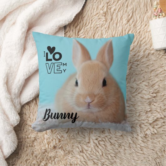 家のウサギ所有者のための私のバニーPHOTOギフト大好き クッション (ブランケット)