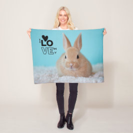 家のウサギ所有者のための私のバニーPHOTOギフト大好き フリースブランケット