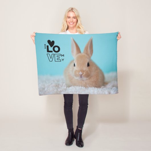 家のウサギ所有者のための私のバニーPHOTOギフト大好き フリースブランケット (インサイチュ)