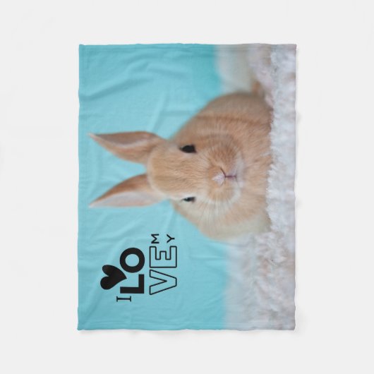 家のウサギ所有者のための私のバニーPHOTOギフト大好き フリースブランケット (正面)