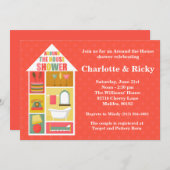 家のカップルのウェディングシャワーのまわり 招待状 (正面/裏面)