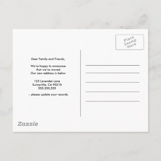 家のカラフルを移動した住所の変更 案内ポストカード (裏面)