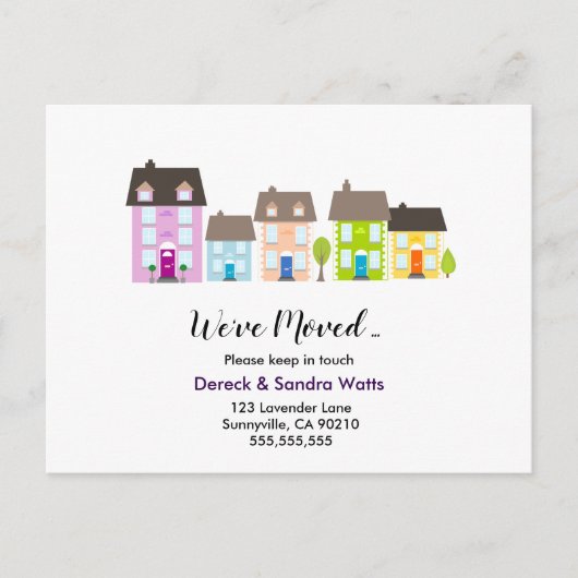 家のカラフルを移動した住所の変更 案内ポストカード (正面)