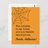 家のクモの巣はハロウィーン装飾のジョークである ポストカード (正面/裏面)