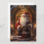 家のクラシックドアの前のサンタクロース シーズンカード (正面/裏面)