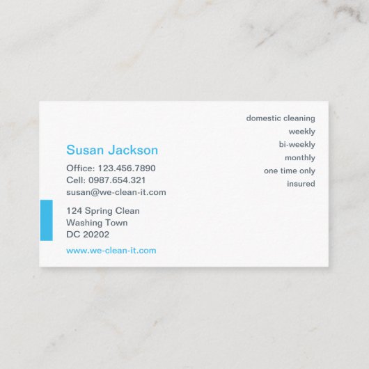 家のクリーニングの名刺 名刺 (裏面)