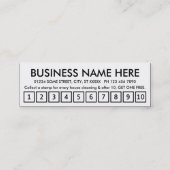 家のクリーニング。 ロイヤリティのパンチカード ロイヤリティカード (裏面)