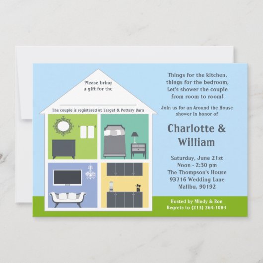 家のシャワーのブライダルシャワーのまわり 招待状 (正面)