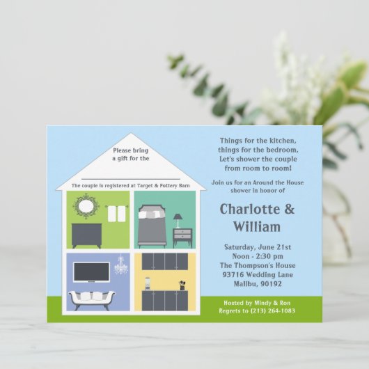 家のシャワーのブライダルシャワーのまわり 招待状 (スタンド正面)