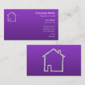 家のスケッチ。 灰色および紫色 名刺 (正面/裏面)