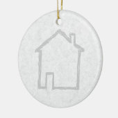 家のスケッチ。 灰色 セラミックオーナメント (左)