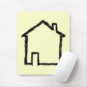 家のスケッチ。 黒およびクリーム マウスパッド (マウス)