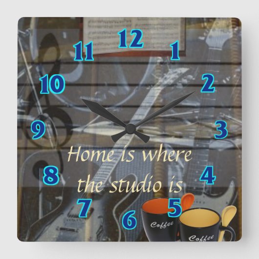 家のスタジオの時計 スクエア壁時計 (正面)