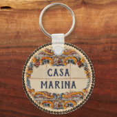 家のスペインのサイン(文字カスタマイズ可能)キーチェーン キーホルダー (裏面)