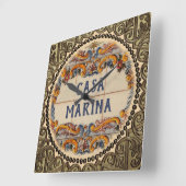 家のスペインの看板(文字のカスタマイズ可能)時計 スクエア壁時計 (傾斜)