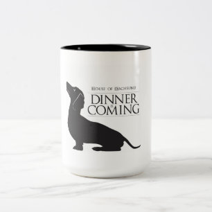 家のダックスフント"夕食"はコーヒー・マグを来ています ツートーンマグカップ