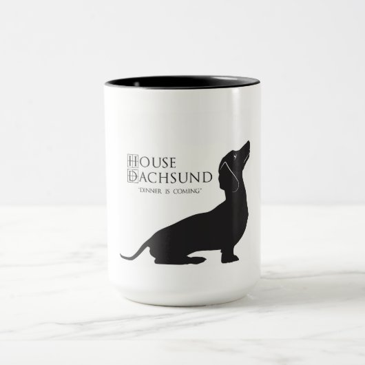 家のダックスフント"夕食"はコーヒー・マグを来ています マグカップ (中央)