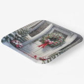 家のドアのクリスマスリース ペーパープレート (傾斜あり)