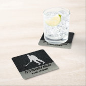 家のバーのためのパーソナライズなホッケー夜コースター スクエアペーパーコースター (インサイチュ)