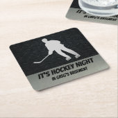 家のバーのためのパーソナライズなホッケー夜コースター スクエアペーパーコースター (アングル)