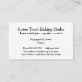 家のベーキングおよびベーカリーBusinescards 名刺 (裏面)