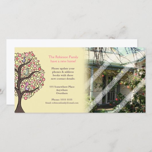 家のホーム通知のフォトカードを移動 案内状 (正面/裏面)