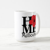 家のメルボルンの赤のハイビスカス コーヒーマグカップ (正面右)