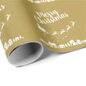 家の上にトナカイを持つサンタのそり ラッピングペーパー (ロールコーナー)