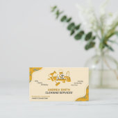 家の保清掃の商用サービス黄色 名刺 (スタンド正面)