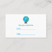 家の個人教師のアポイントメントのメモの地球 予約カード (裏面)