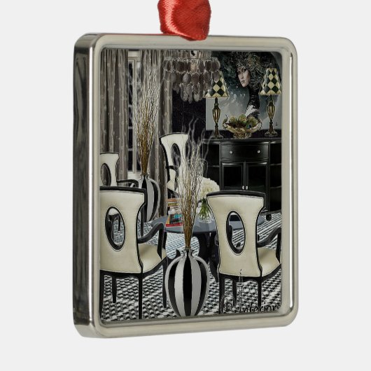 家の内部の黒いロビーをカスタム設計して下さい メタルオーナメント (右)