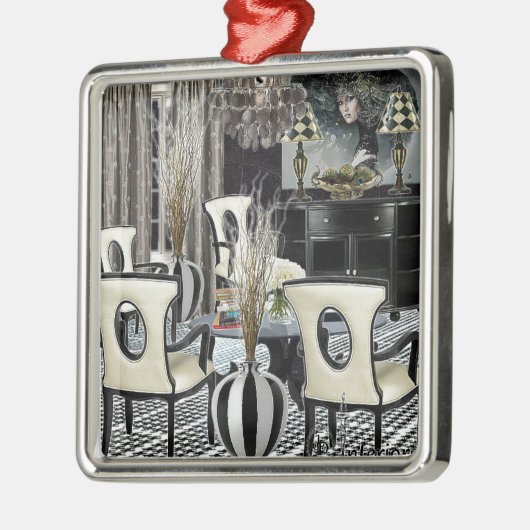 家の内部の黒いロビーをカスタム設計して下さい メタルオーナメント (左)