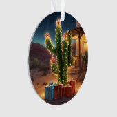 家の前にプレゼントがあるクリスマスサボテン オーナメント (正面)