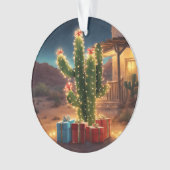 家の前にプレゼントがあるクリスマスサボテン オーナメント (正面)