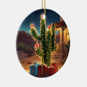 家の前にプレゼントがあるクリスマスサボテン セラミックオーナメント (右)
