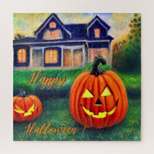 家の前のカボチャ ハッピーハロウィン ジグソーパズル (縦)