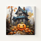 家の前のハロウィーンオレンジ色のカボチャ ノートブック (裏面)