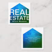 家の家の写実的な形のフレーム・カバー スクエア名刺 (正面/裏面)