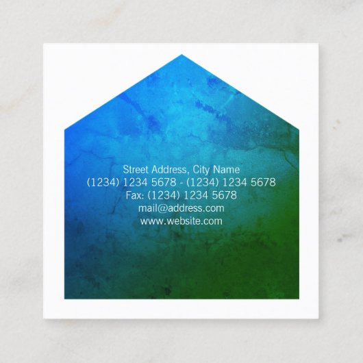 家の家の写実的な形のフレーム・カバー スクエア名刺 (裏面)