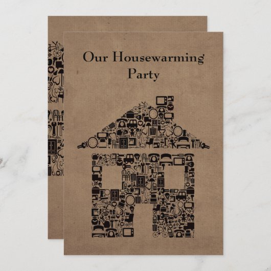 家の家の引っ越し祝いパーティーのレノのパーティの招待状 招待状 (正面/裏面)