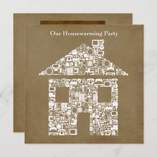 家の家の引っ越し祝いパーティーの写真のパーティの招待状 招待状 (正面/裏面)